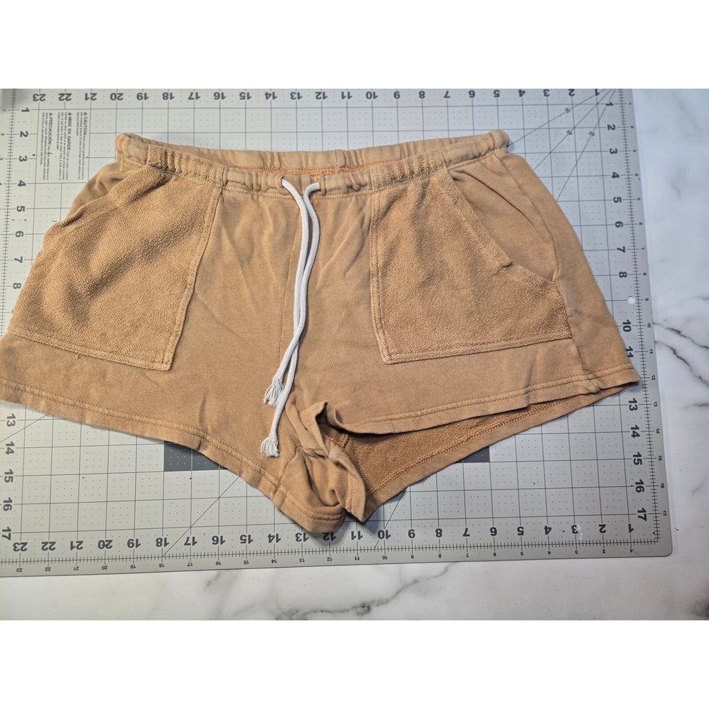 Light Brown Aerie Ribbed High Waisted Lounge Shorts- Camel Beige Size Med