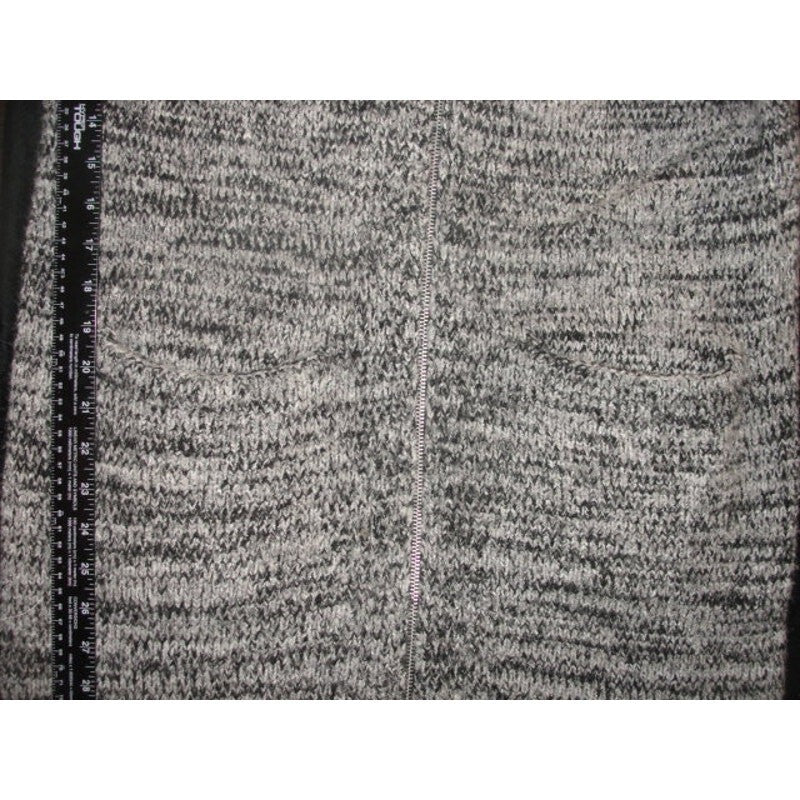 H and M a gray and black heathered knit sweater with a front zipper xs