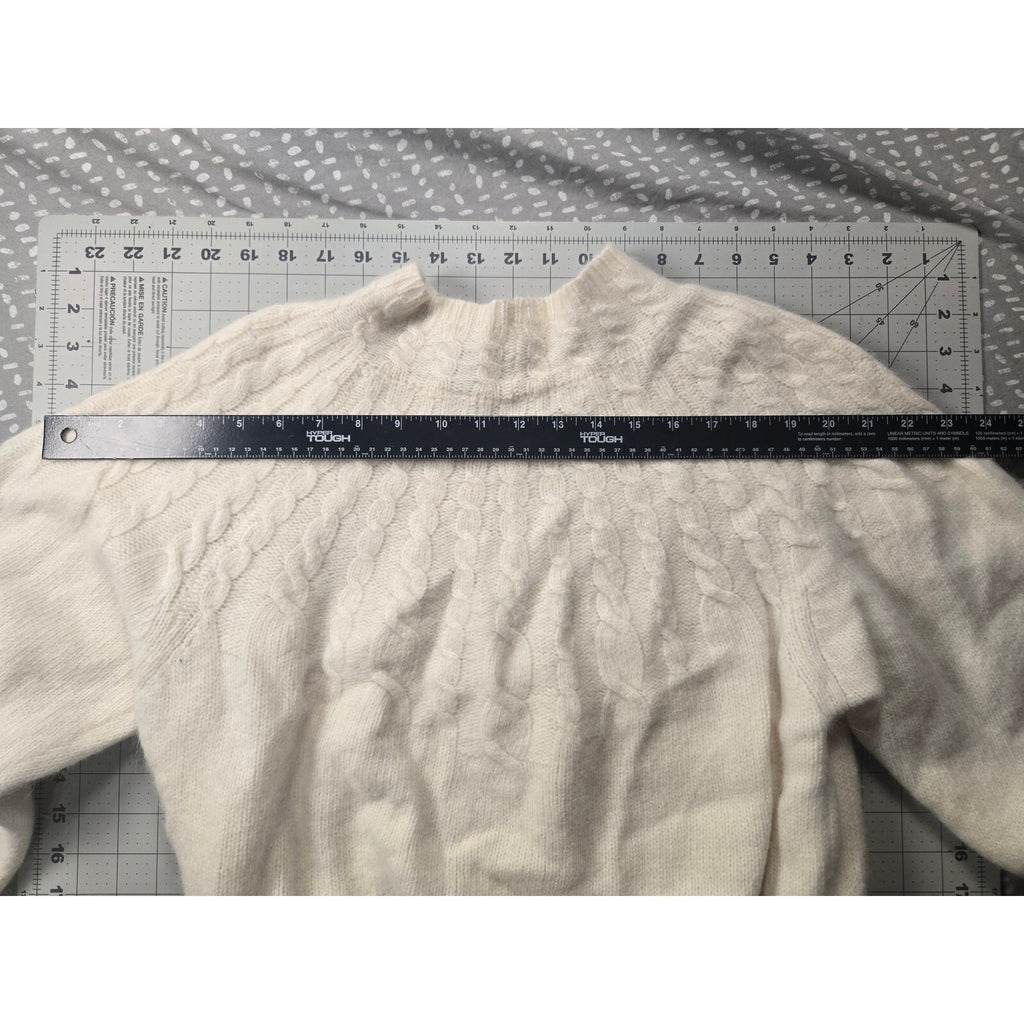 Jeanne Pierre Ivory Cable Knit Cotton Sweater, Size Large, Very Good Condition
