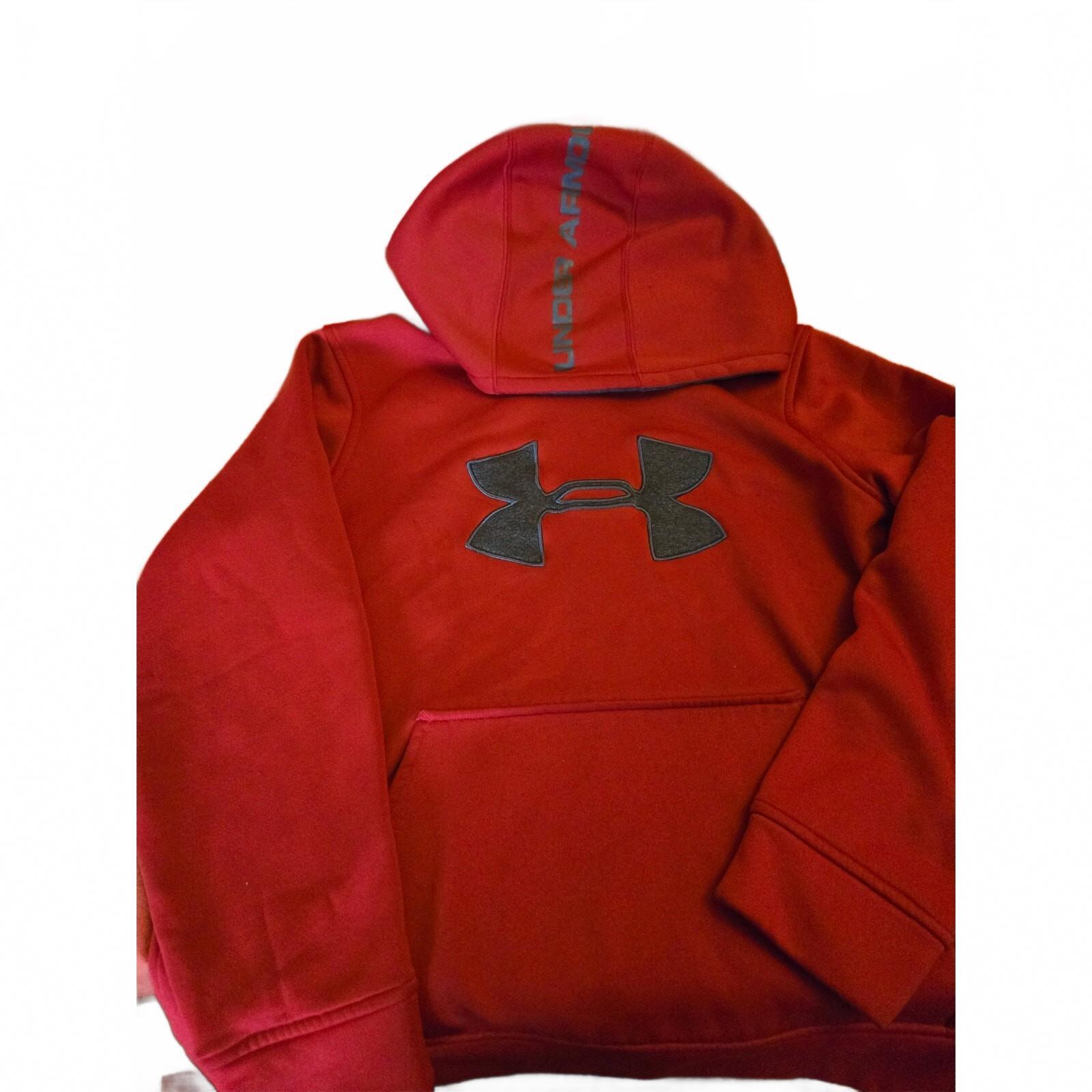 Under Armour Boys Red Pullover Hoodie Youth Medium