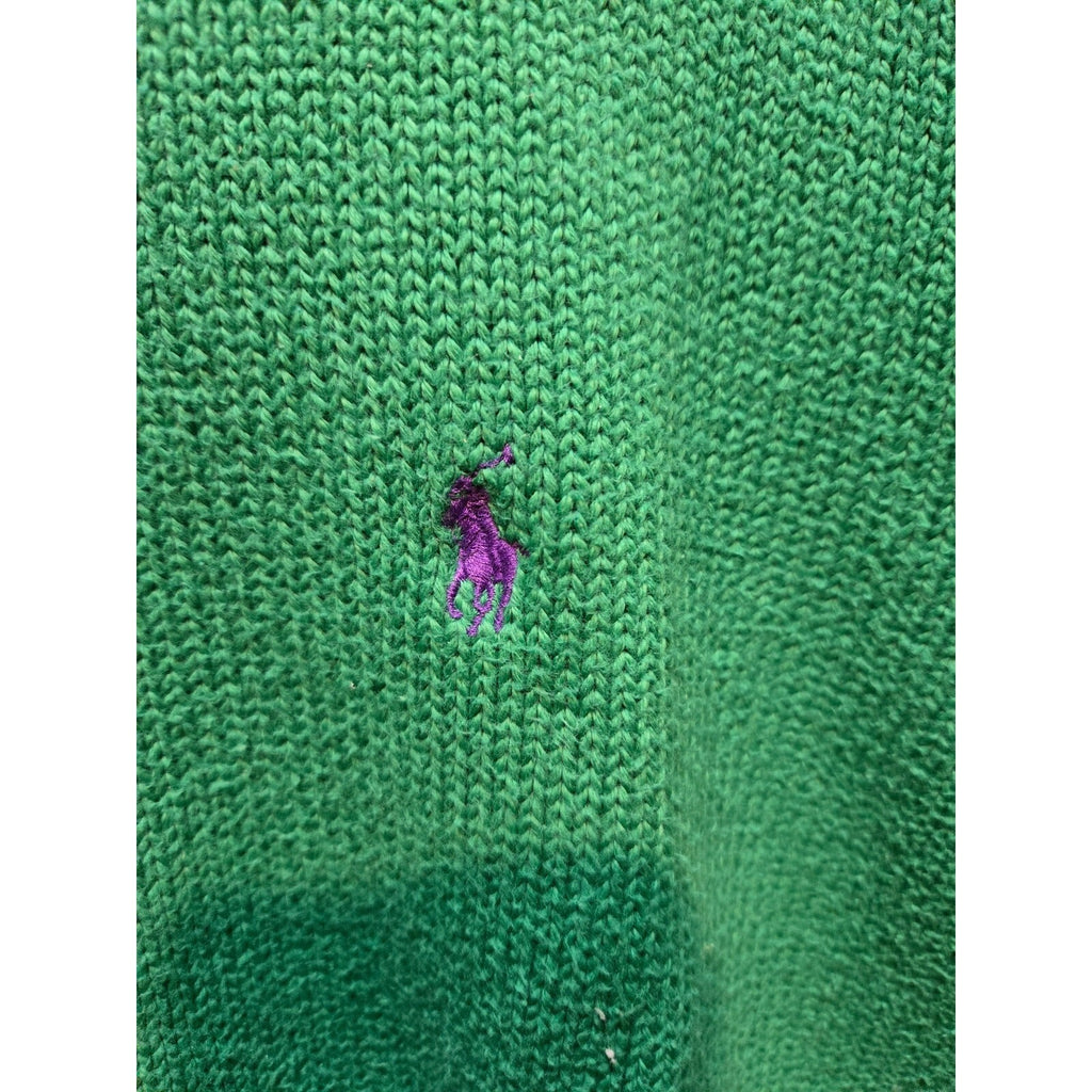 Vintage 90s Polo Ralph Lauren Kelly Green Cotton Crewneck Sweater Large