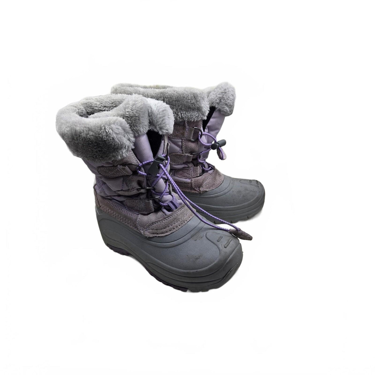 Totes Girls Waterproof Winter Snow Boots Purple Size 3 Youth Faux Fur Trim