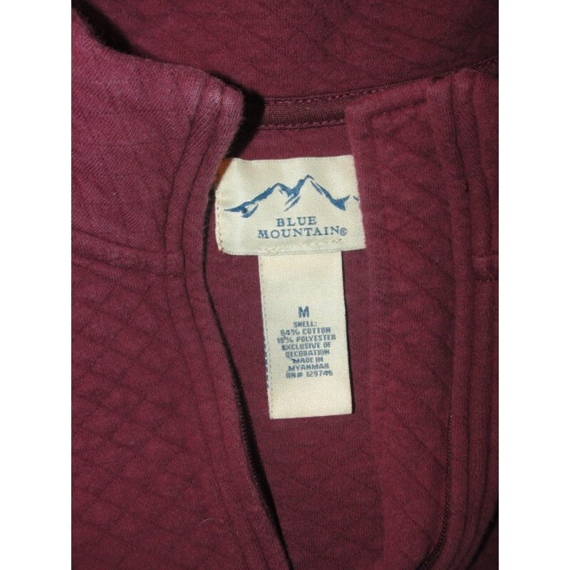 maroon Blue Mountain quilted half-zip pullover top size medium