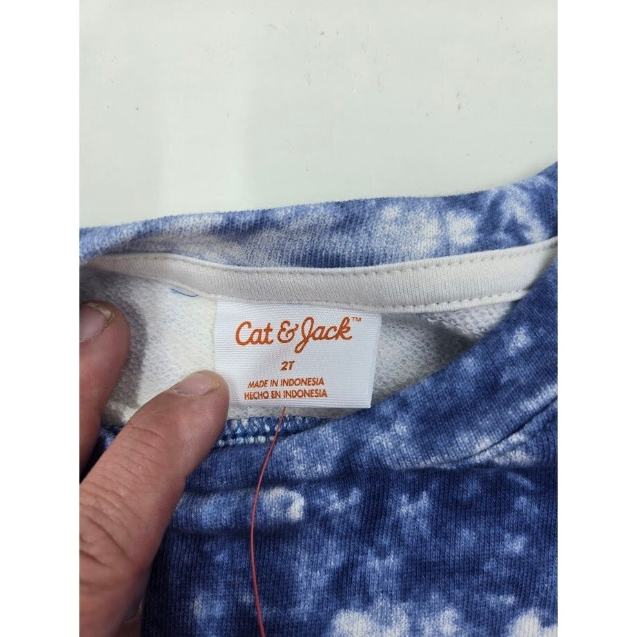 Cat & Jack Toddler Blue Tie-Dye Sweatshirt, Size 2T, New With Tags