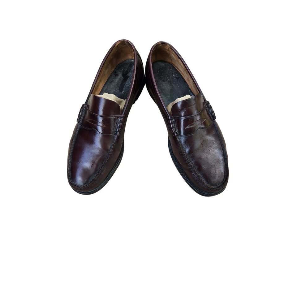 Johnston & Murphy Burgundy Leather Penny Loafers SoleTech Rubber Heels 9
