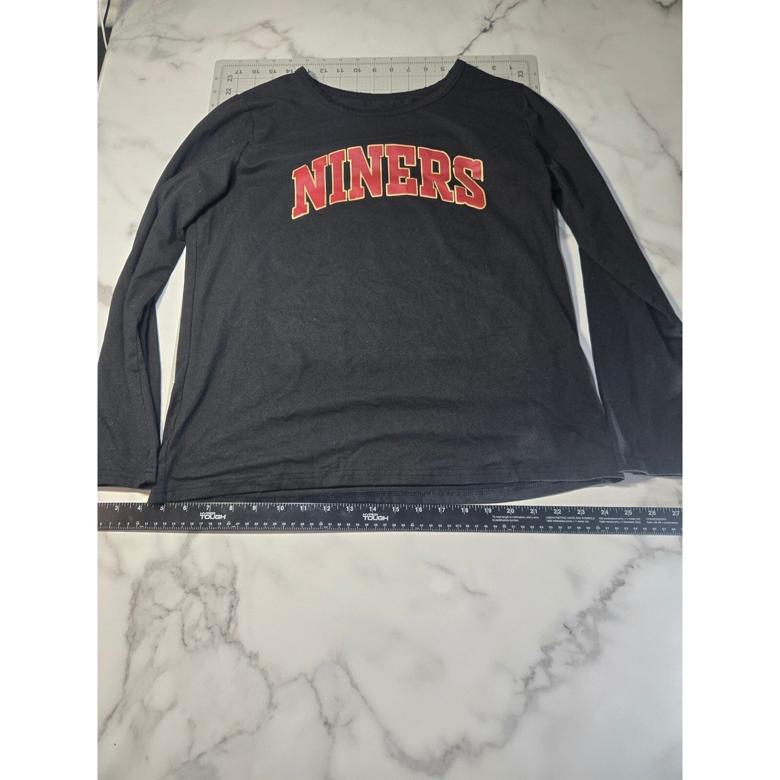 San Fransico 49ers Women's Long Sleeve Shirt Size Large Black Liners Cropped