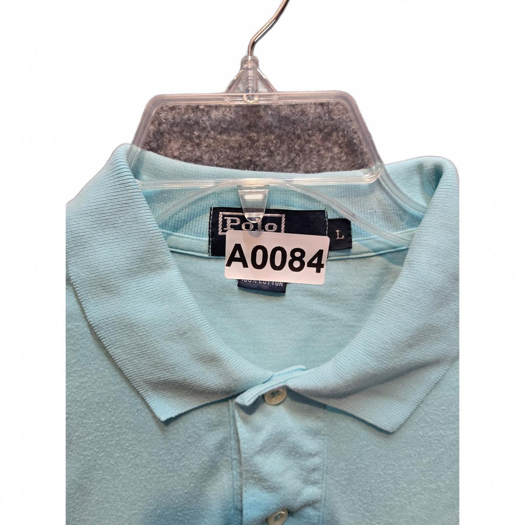 Polo by Ralph Lauren Men's Size L Light Blue Pique Short Sleeve Polo Yellow Pony