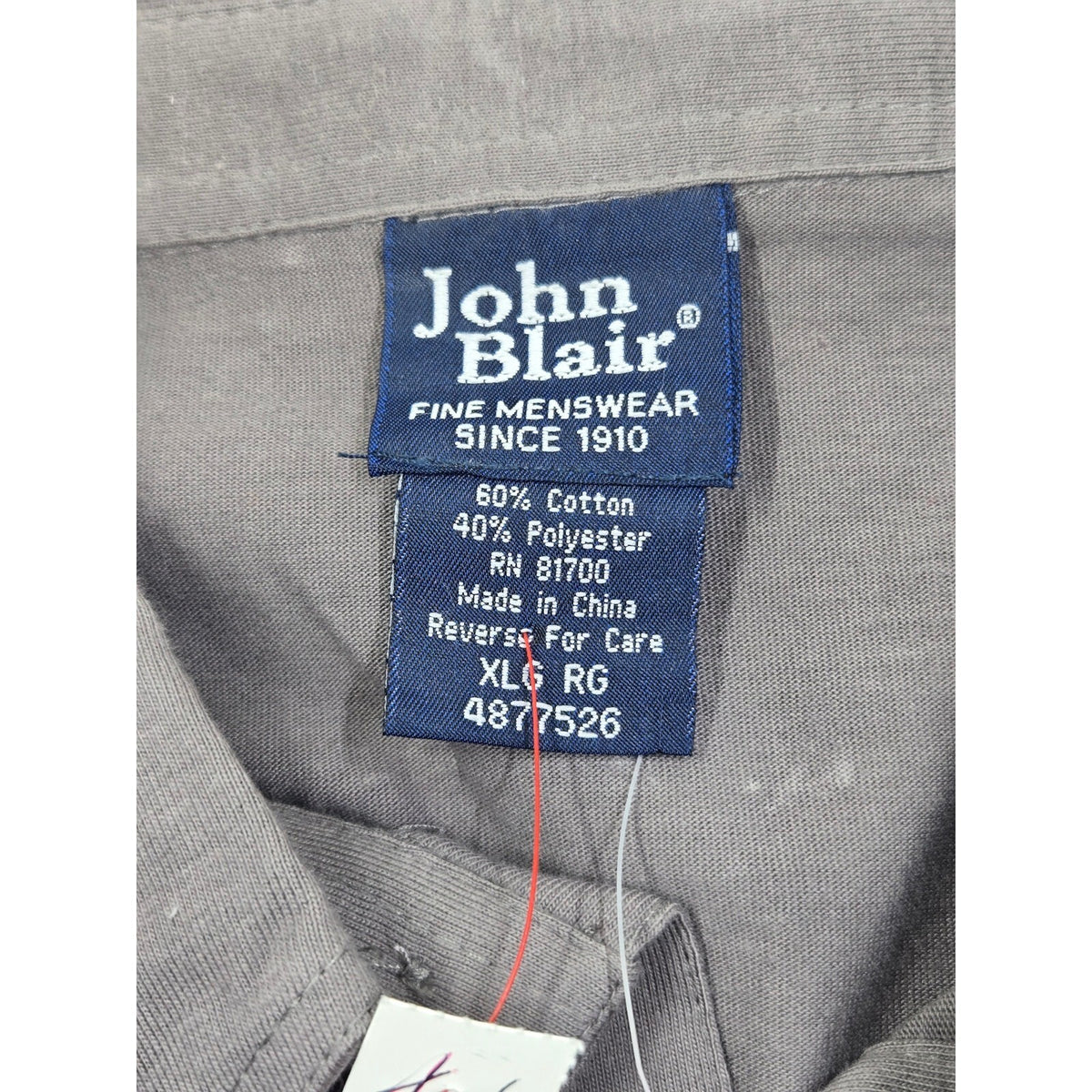 Vintage John Blair Men's Banded Bottom Polo Shirt- Size Xl- Gray Short Sleeve