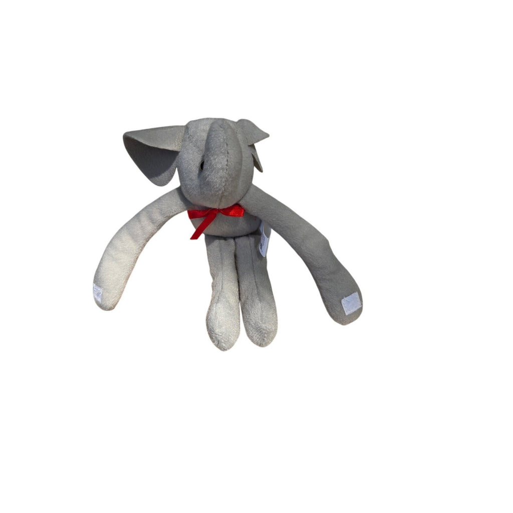 Minimalist Gray Fleece Elephant Plush Stuffed Animal Small Black Eyes