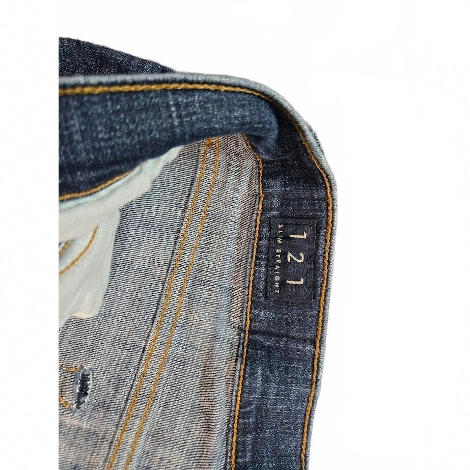 Lucky Brand 121 Slim Straight Jeans Mens Blue Denim 32/34 with Defects