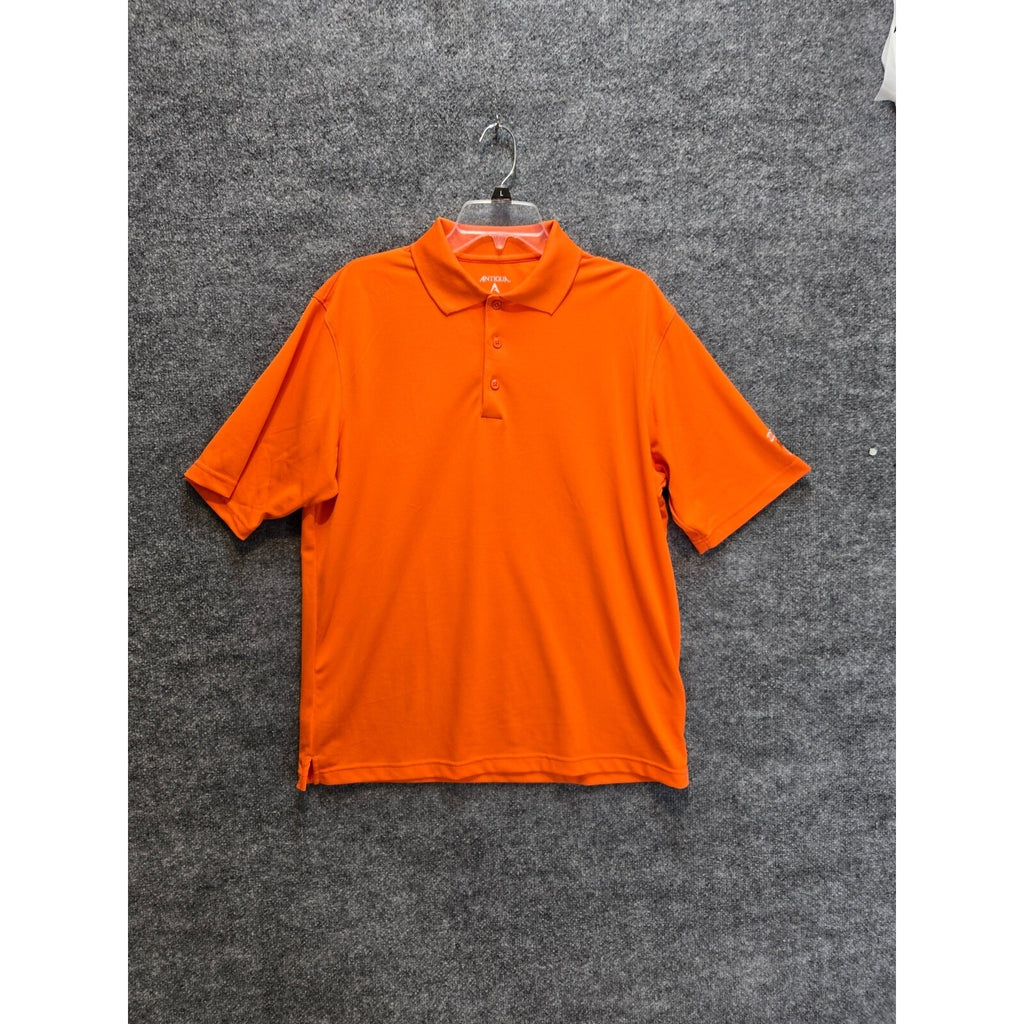 Antigua Desert Dry Mens L Orange Solid Performance Golf Polo Shirt 3-Button