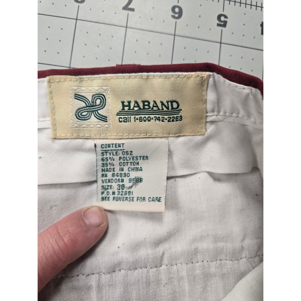 VTG 70s 80s Haband Men's Size 38 Red Flat Front Disco Dress Pants Slacks Size 38