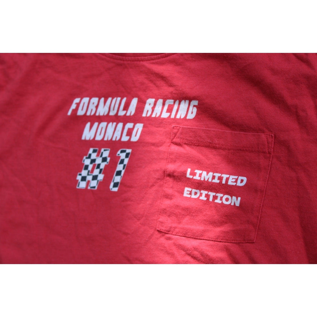 Red Formula Racing Crop Top T-shirt Size Large
