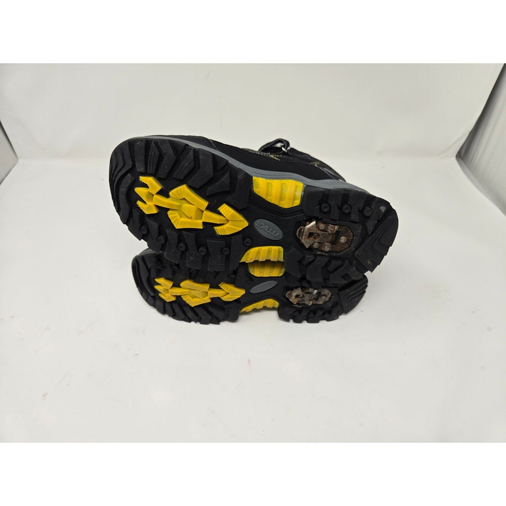 VITIKE Kids Waterproof Winter Snow Boots Black Yellow Fleece Lined Ice 2.5