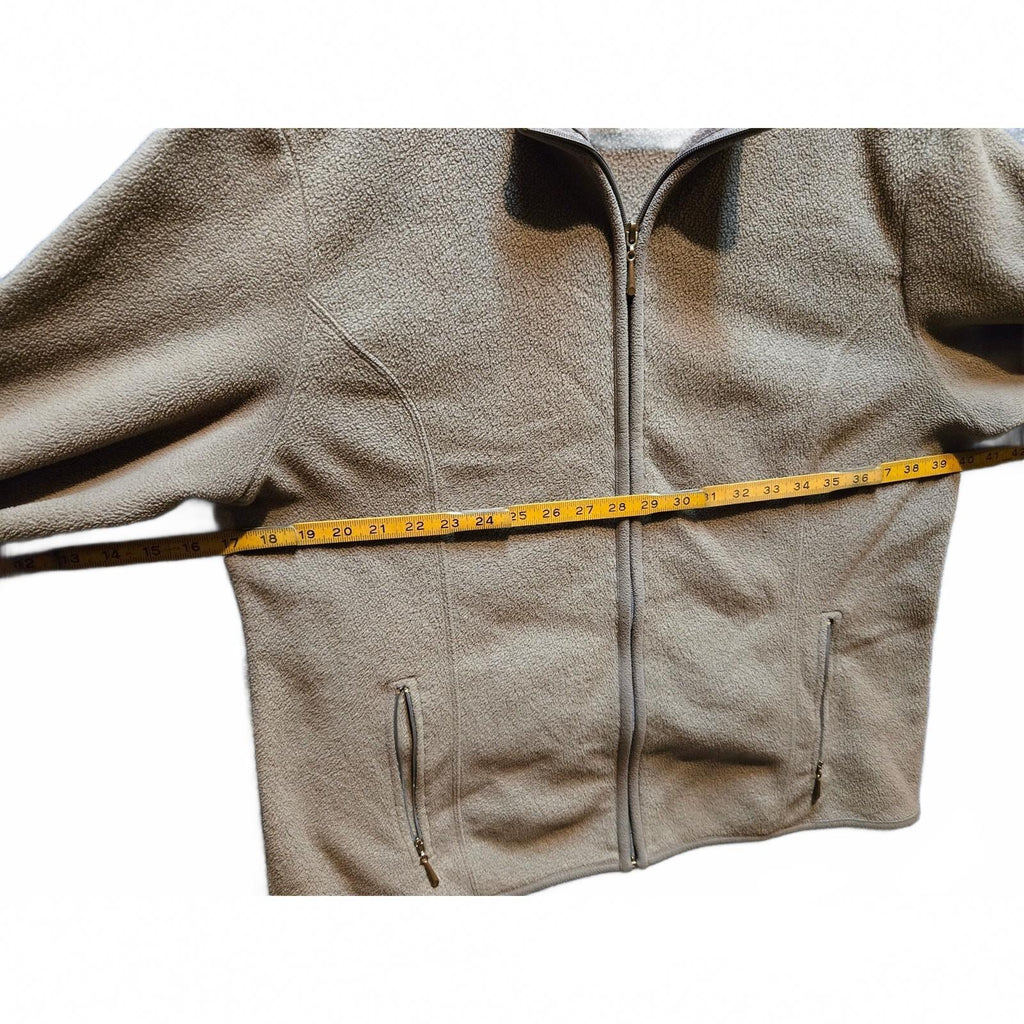Karen Scott Sport Women's Full-Zip Fleece Jacket Mock Neck Tan Brown XL
