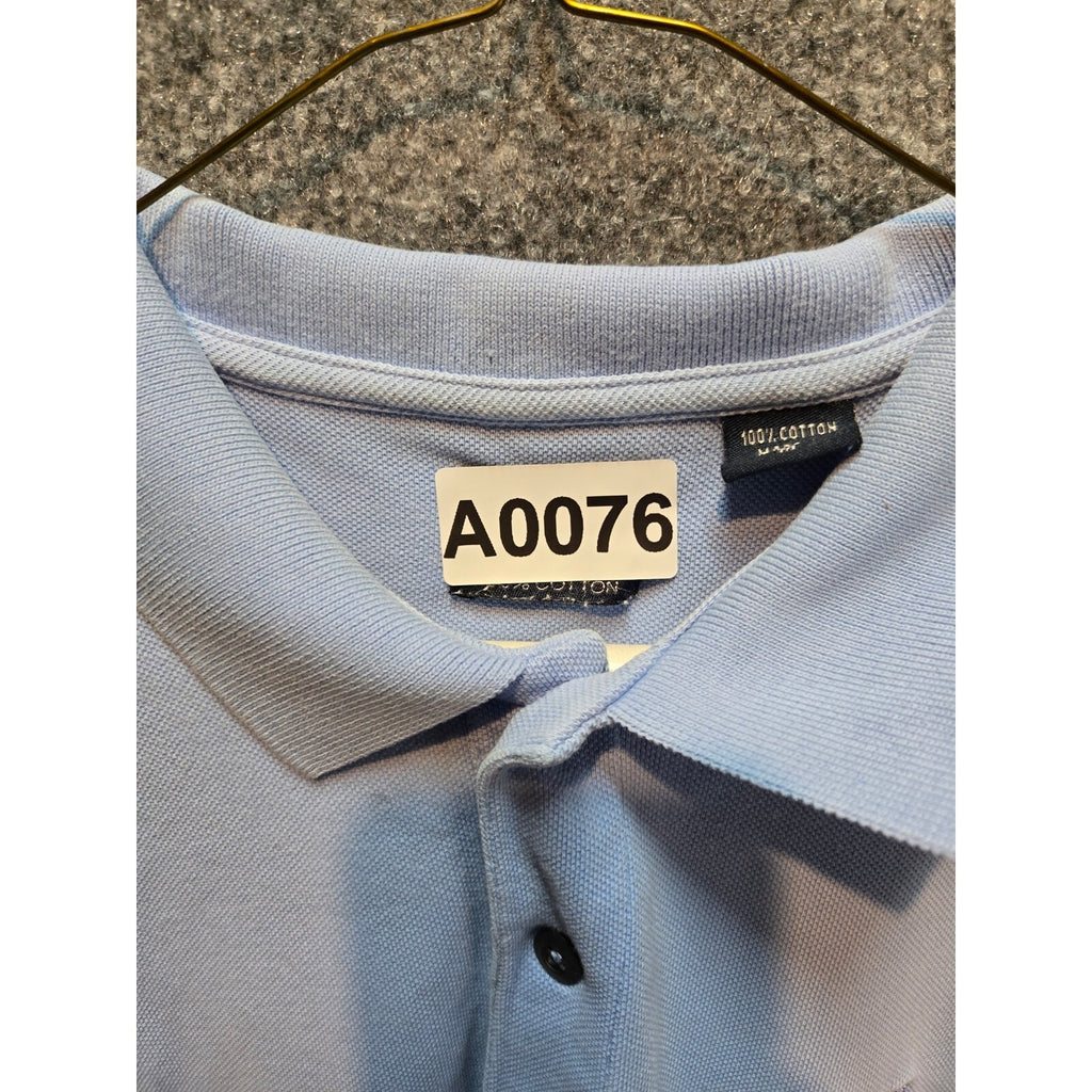 Izod Mens M Light Blue Silk Wash Short Sleeve Polo Solid Casual Sportswear
