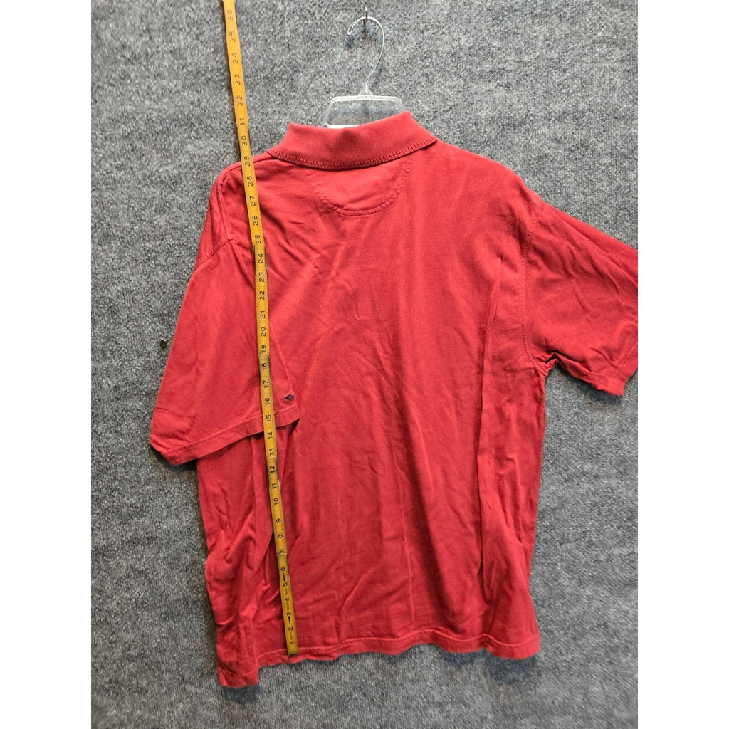 Greg Norman Shark Logo Red Geometric Pattern Mercerized Cotton Polo Shirt Men's