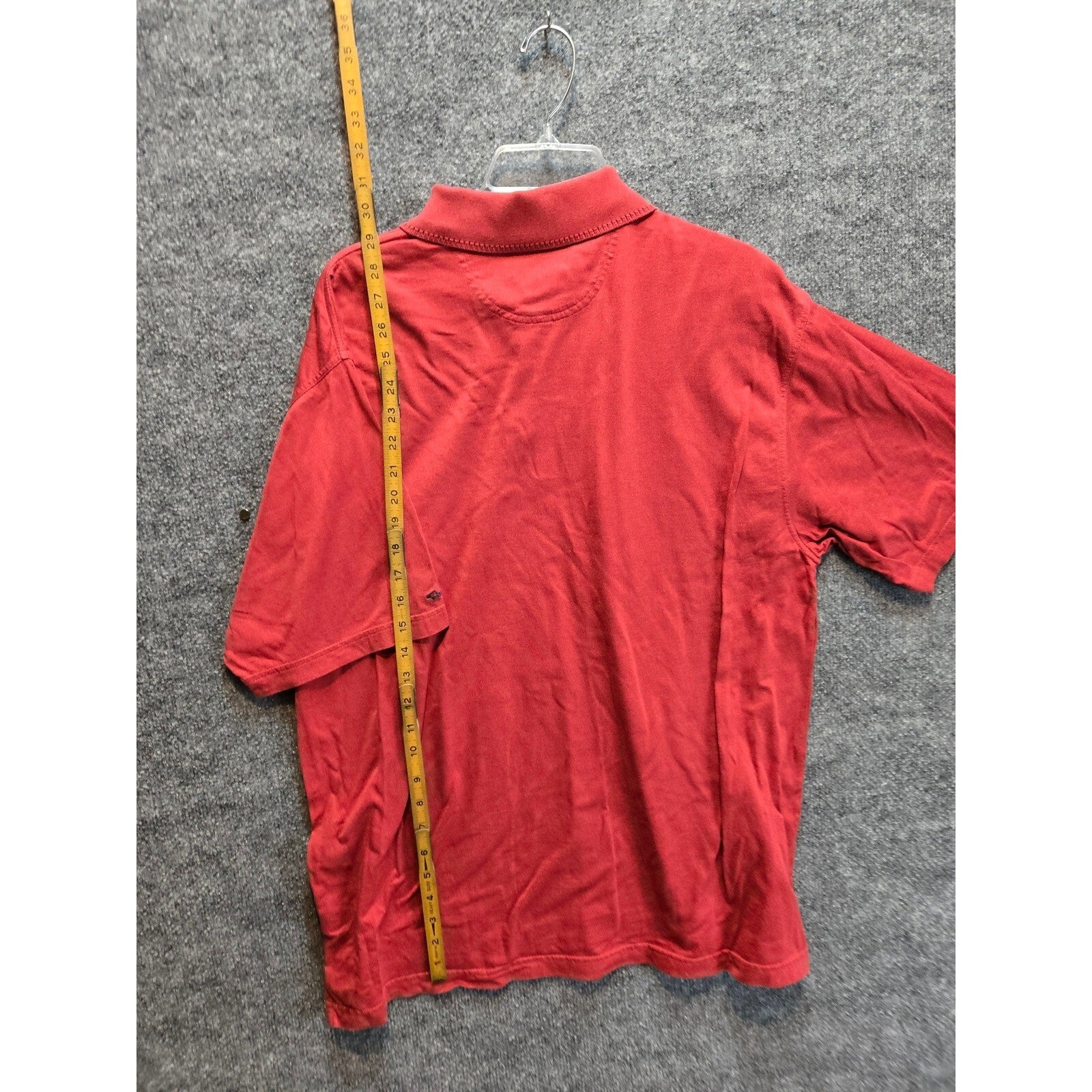 Greg Norman Shark Logo Red Geometric Pattern Mercerized Cotton Polo Shirt Men's