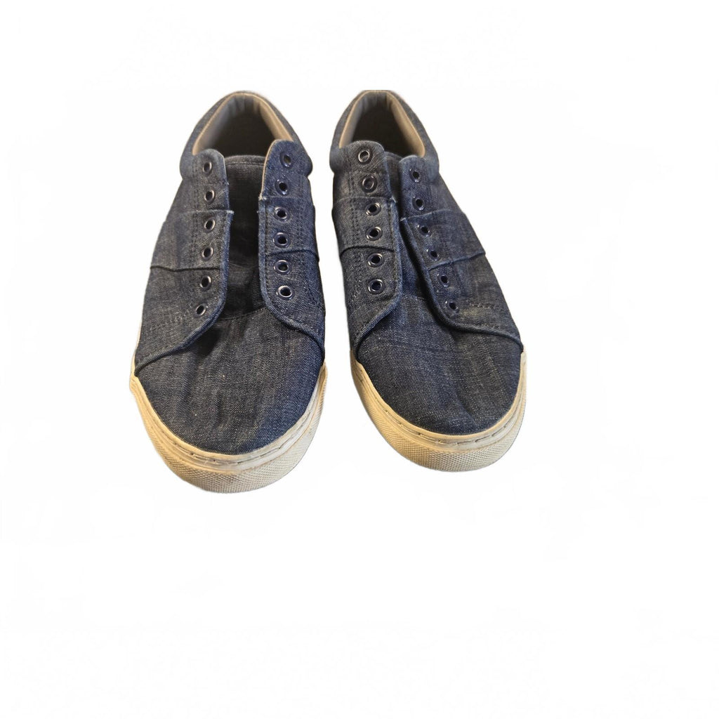 Express Size 10 Blue Canvas Denim Mens Shoes Sneakers Low Top Retro Look
