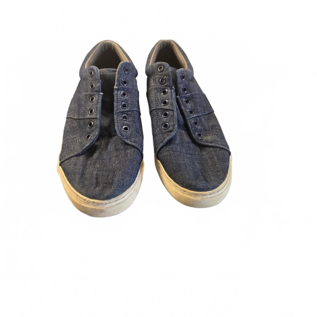 Express Size 10 Blue Canvas Denim Mens Shoes Sneakers Low Top Retro Look
