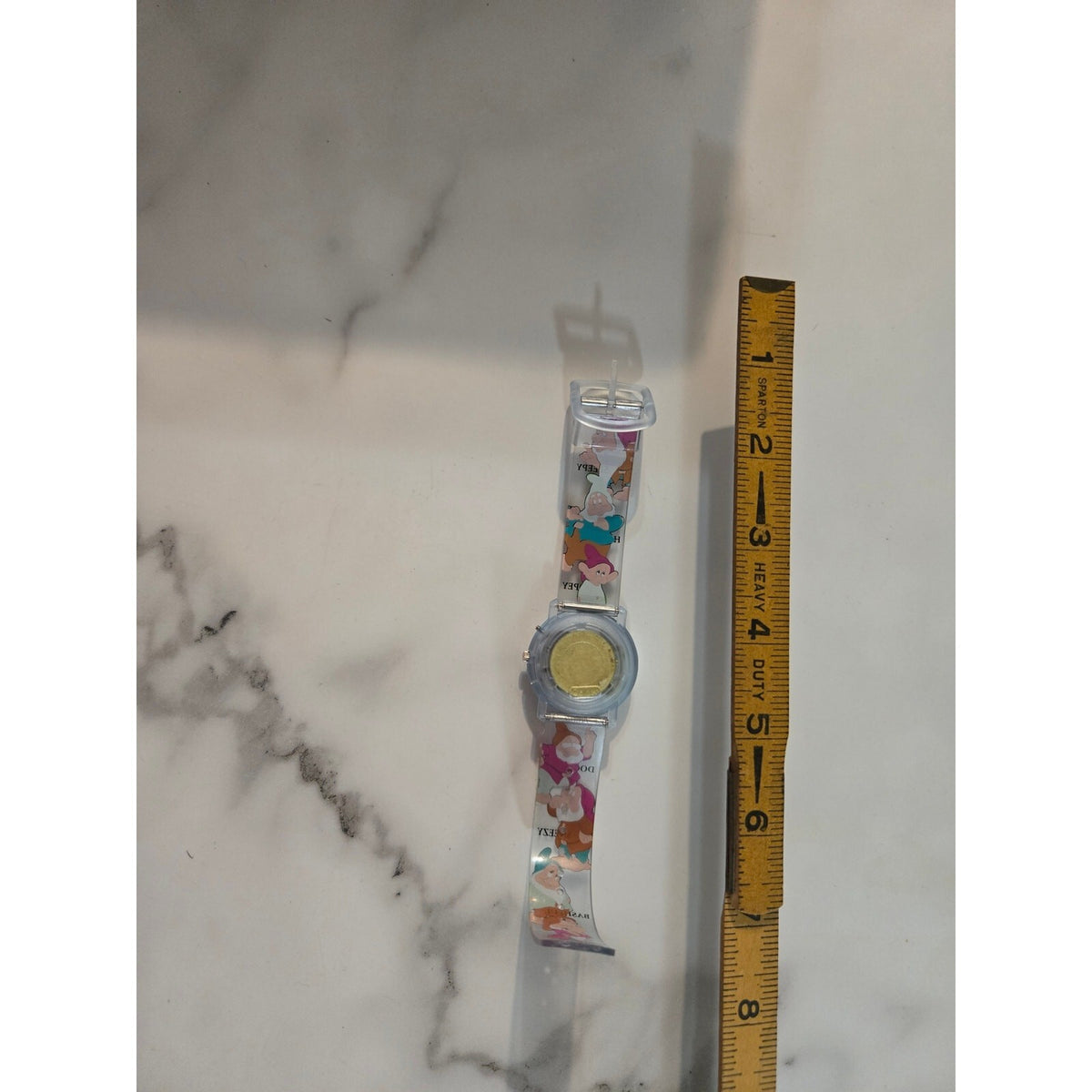 Vintage Disney Snow White and Seven Dwarfs Clear Plastic Kids Digital Watch