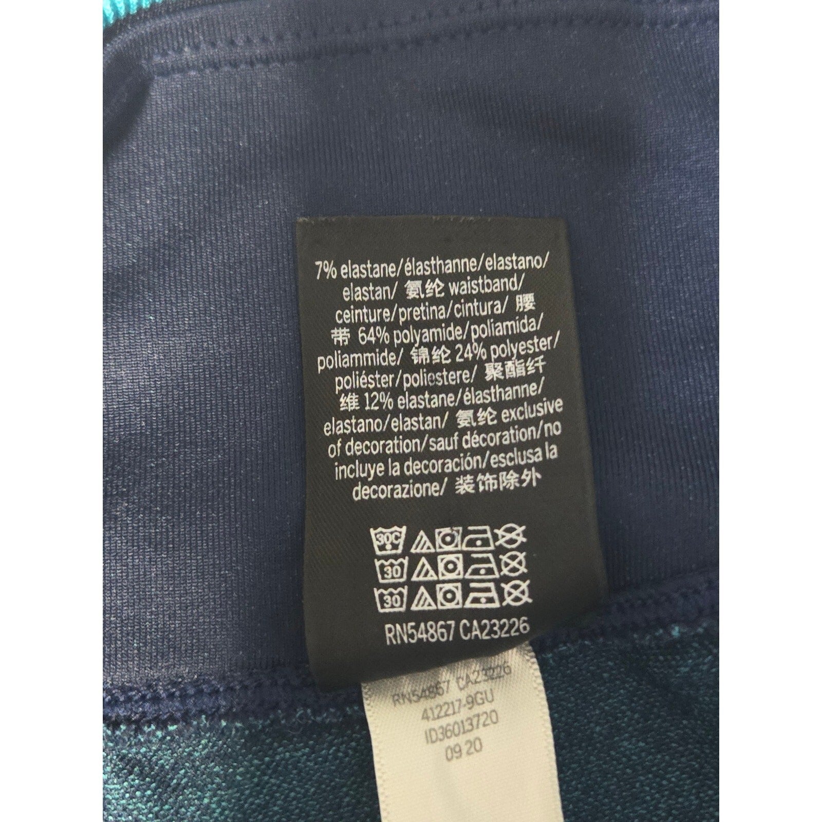Victorias Secret Pink Active Seamless Leggings Navy Blue Teal Contour Large