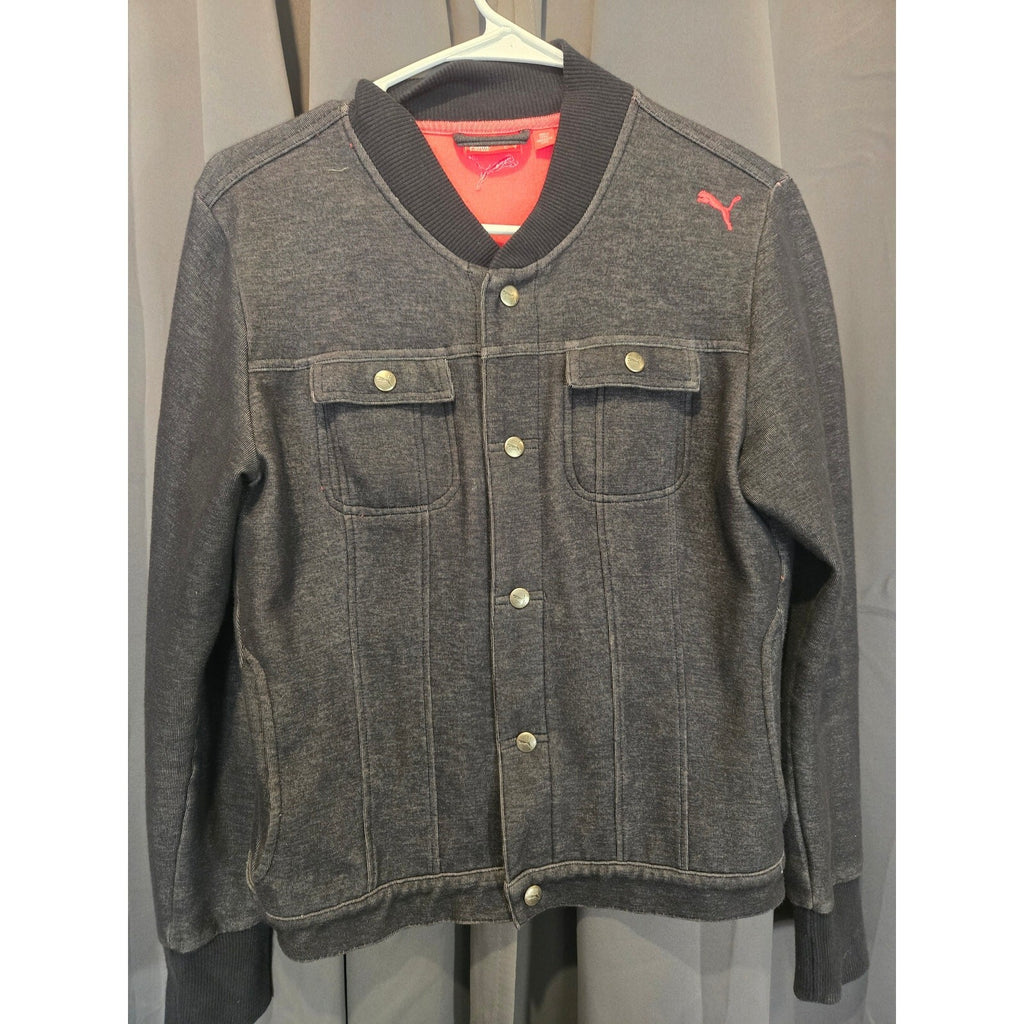 Puma Women's Large Gray Softshell Button-Front Jacket, Very Good Condition
