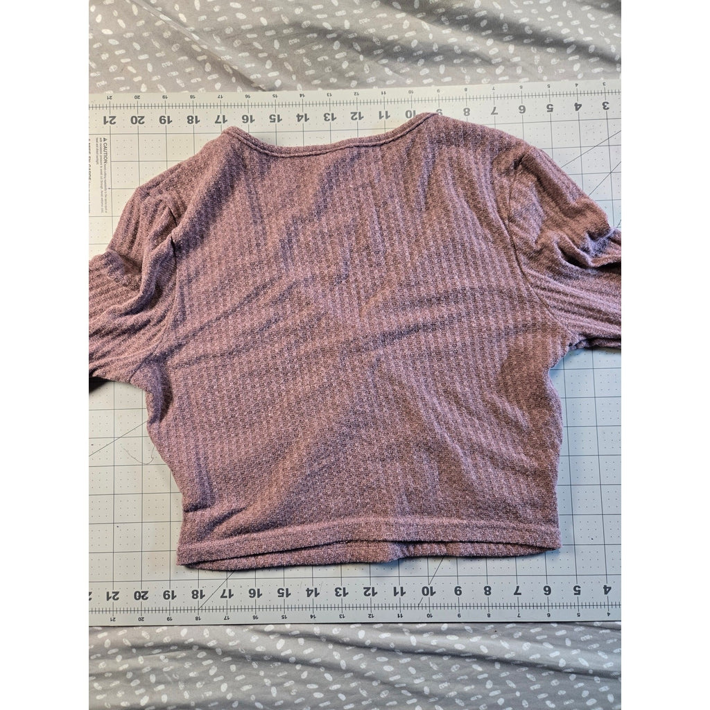 SHEIN Maroon Long Sleeve Cropped Knit Top Size M