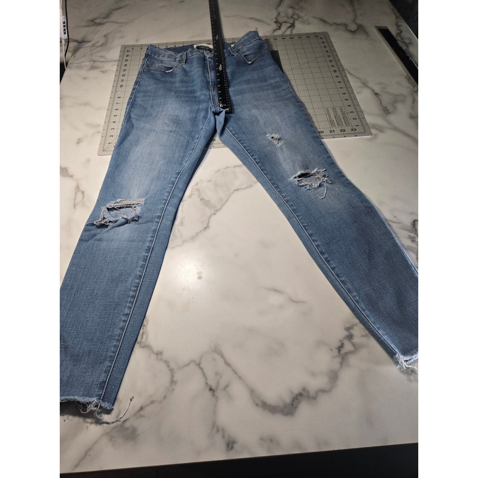 Pacsun Push Up Ankle Jeggings Blue Distressed Denim Jeans Size 29