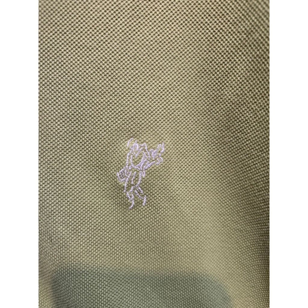 Ashworth Mens Lime Green Short Sleeve Polo Embroidered Golfer Logo 2-Button