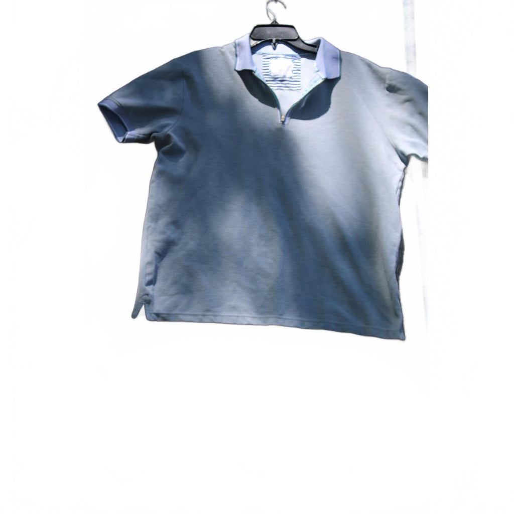 Denim & Flower by Ricky Singh Men's Slate Blue Short Sleeve Quarter-Zip Polo lrg