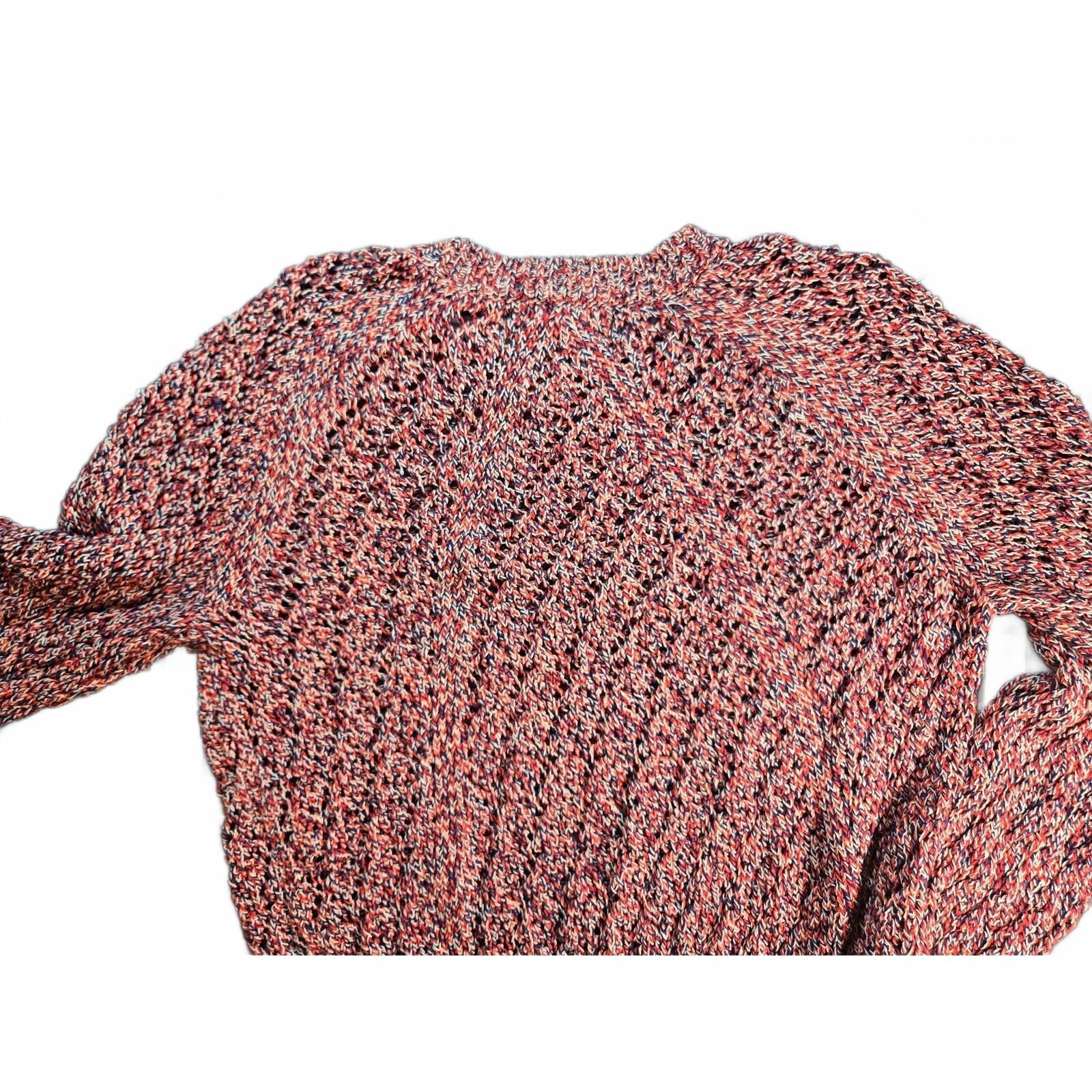 Rag & Bone Kara Crew Multicolor Open-Knit Sweater Red Blue Marled Size Small