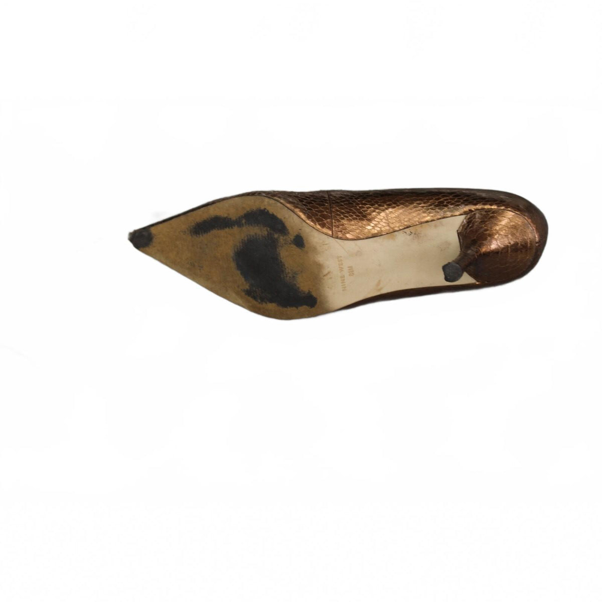 Nine West Metallic Bronze Snake-Embossed Pointed Toe Pumps 8.5