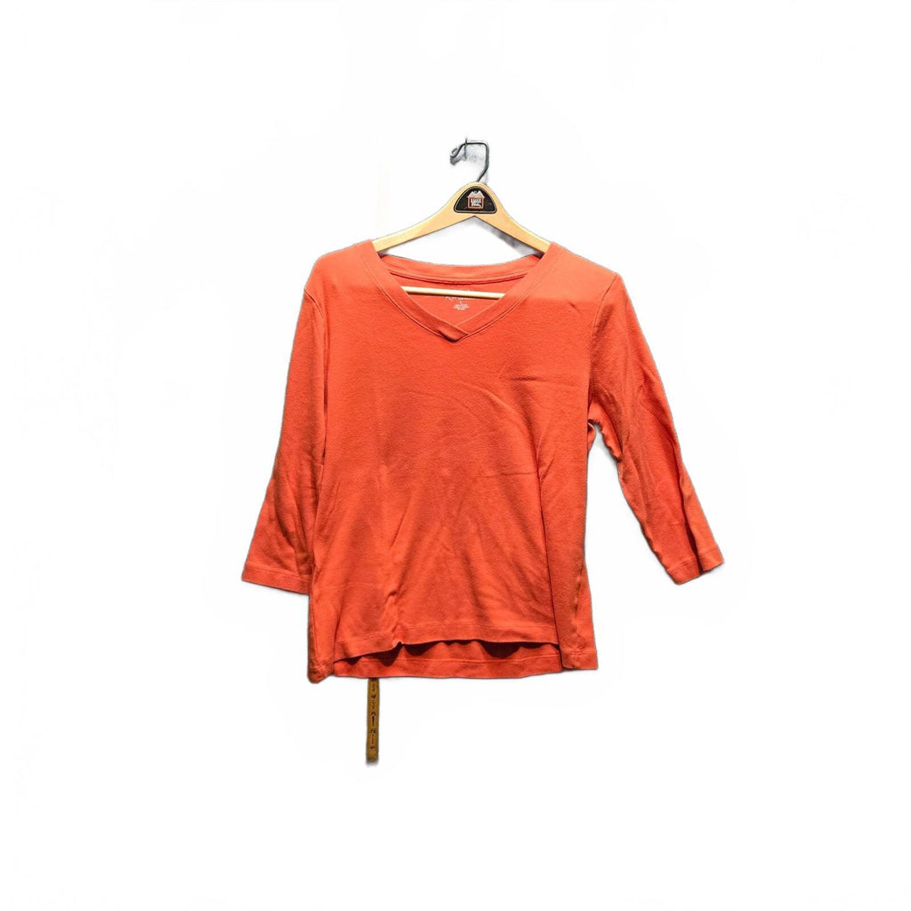 Kim Rogers Women's Orange 3/4 Sleeve Cotton T-Shirt, Size Large, Good Condition