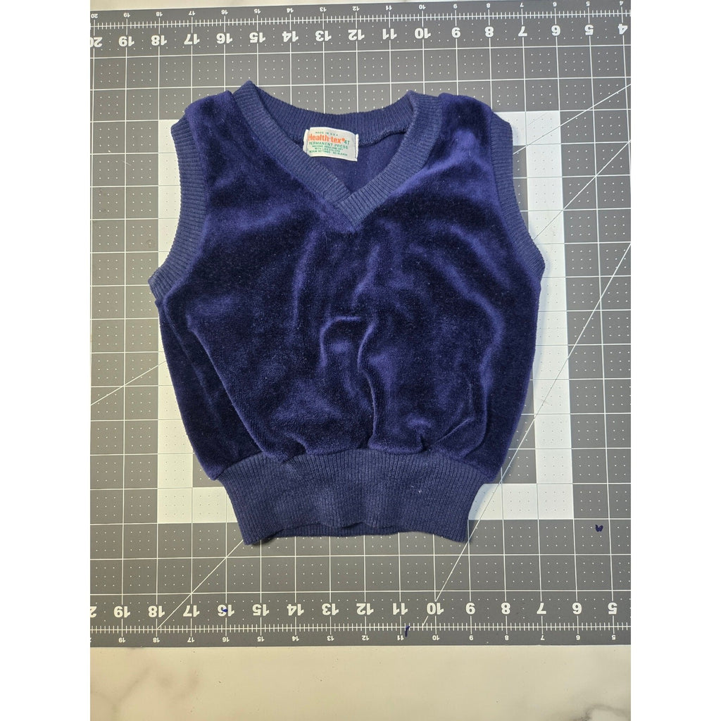 Vintage HealthTex Toddler Boys Dark blue pullover velvet sweater Top size 3T.
