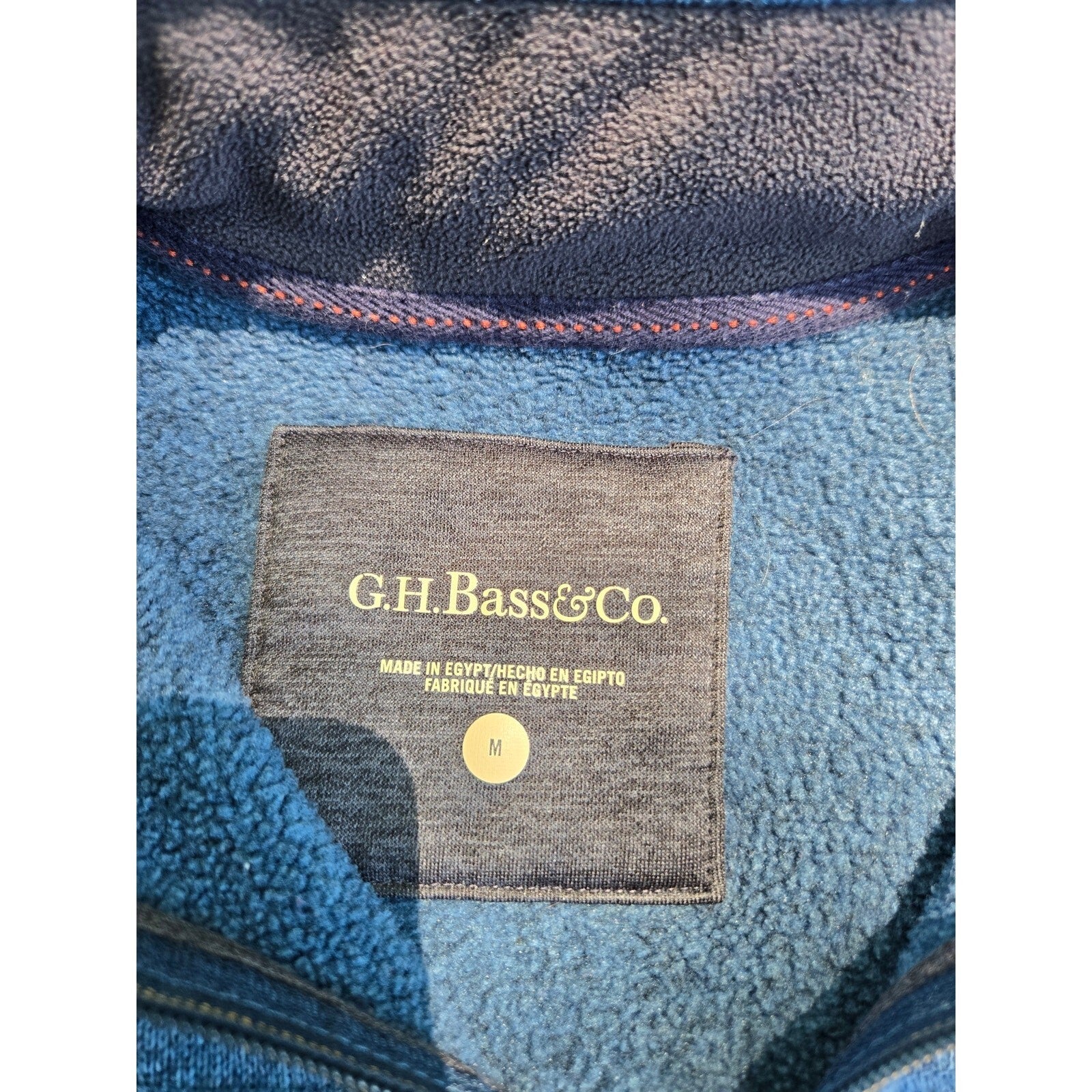 G.H. Bass & Co. Men's Blue Quarter-Zip Sweater Size M with Brown Accents