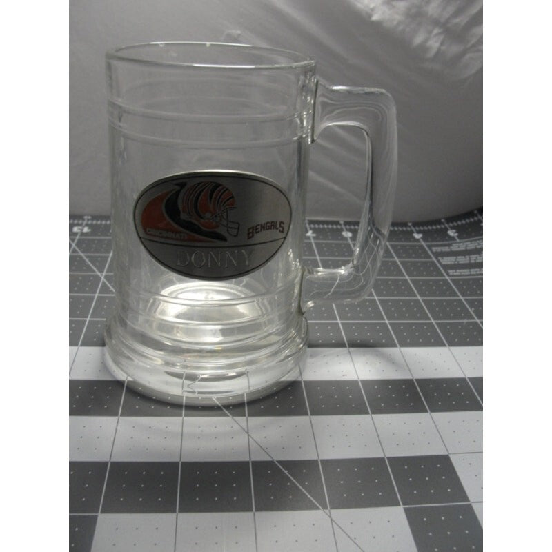 Donny Cincinnati Bengals Clear Glass Beer Mug with Pewter Medallion Emblem