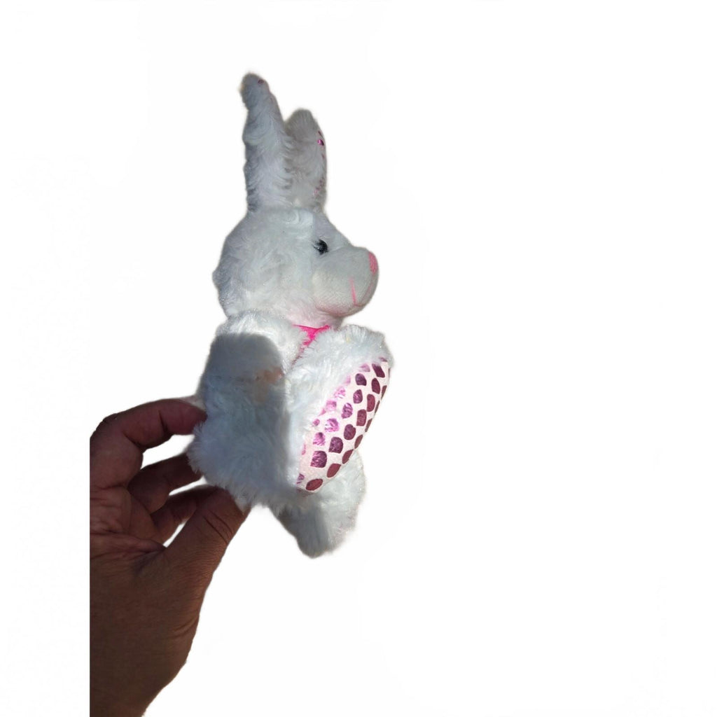 White Easter Bunny Plush with Metallic Purple Foil Accents - Soft and Cuddly