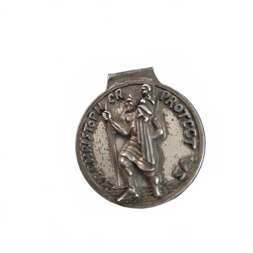 Creed Antique Silver Saint Christopher Religious Money Clip 44mm