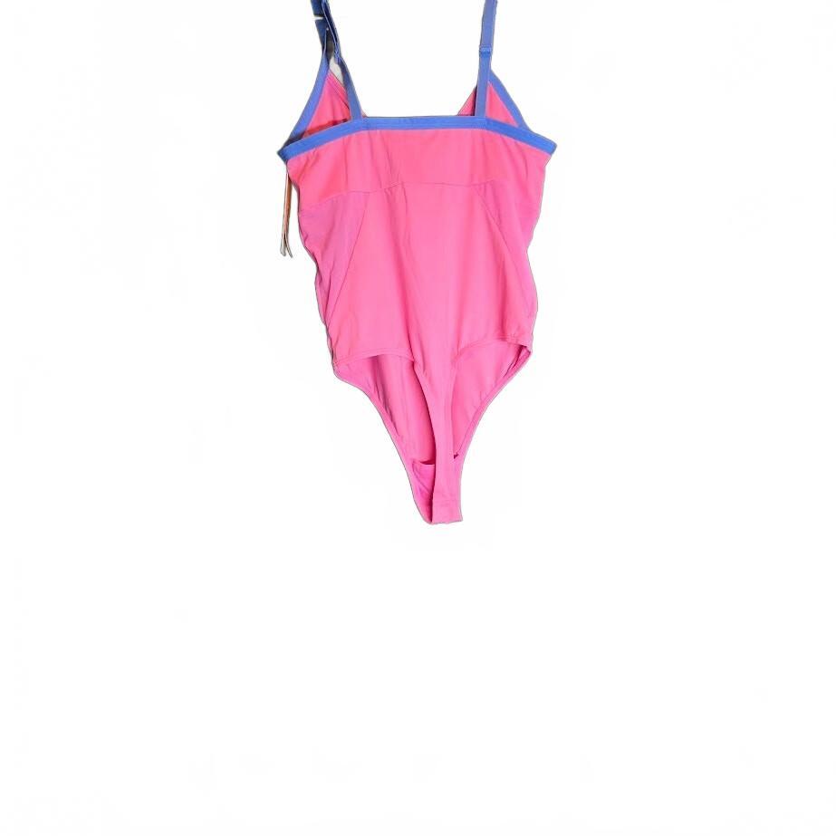 NWT Colsie Pink BodySuit Blue Straps Mesh Panels Thong Back Medium