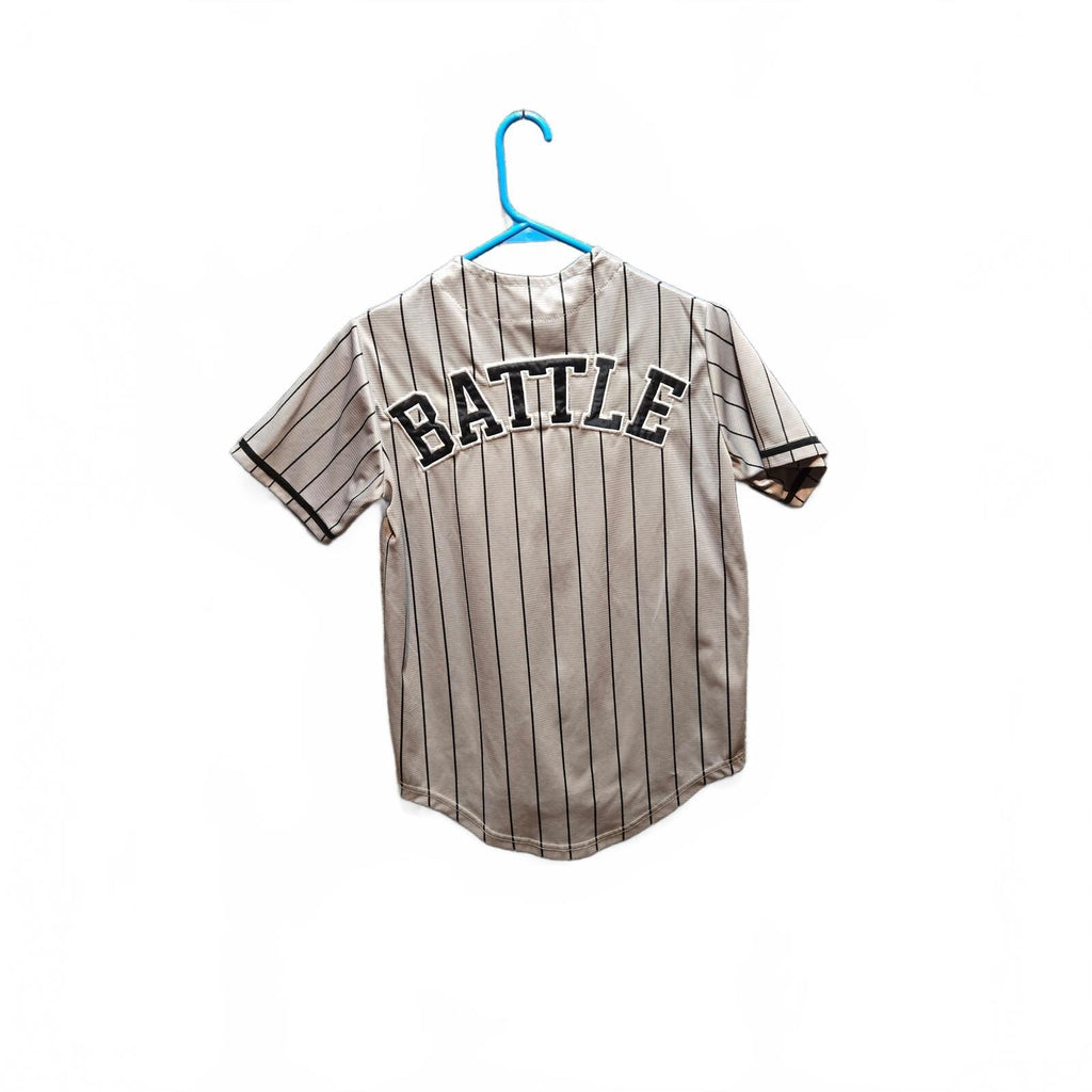 Battle Sports Youth Medium Grey Pinstripe Button-Up Baseball Jersey YM