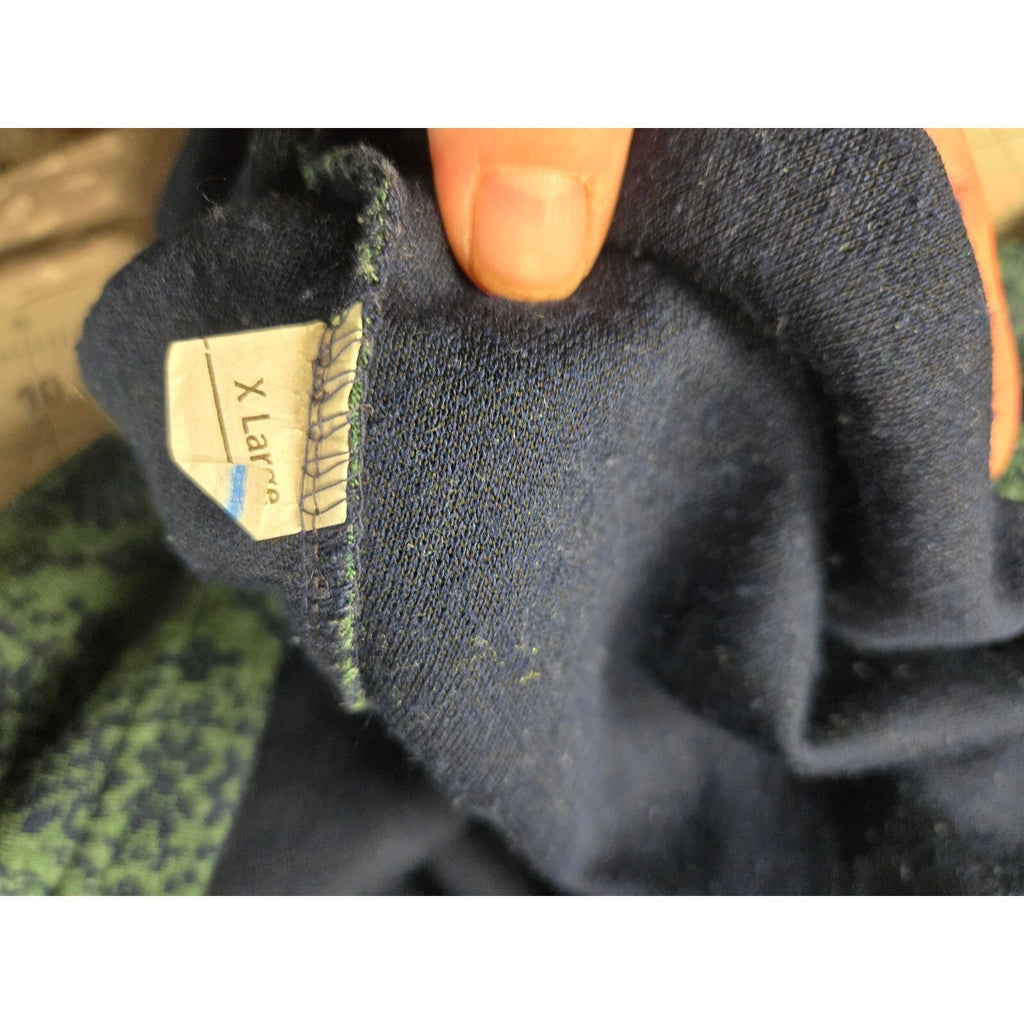 Vintage 90s A|M Collection Green and Navy Floral Damask Knit Sweater