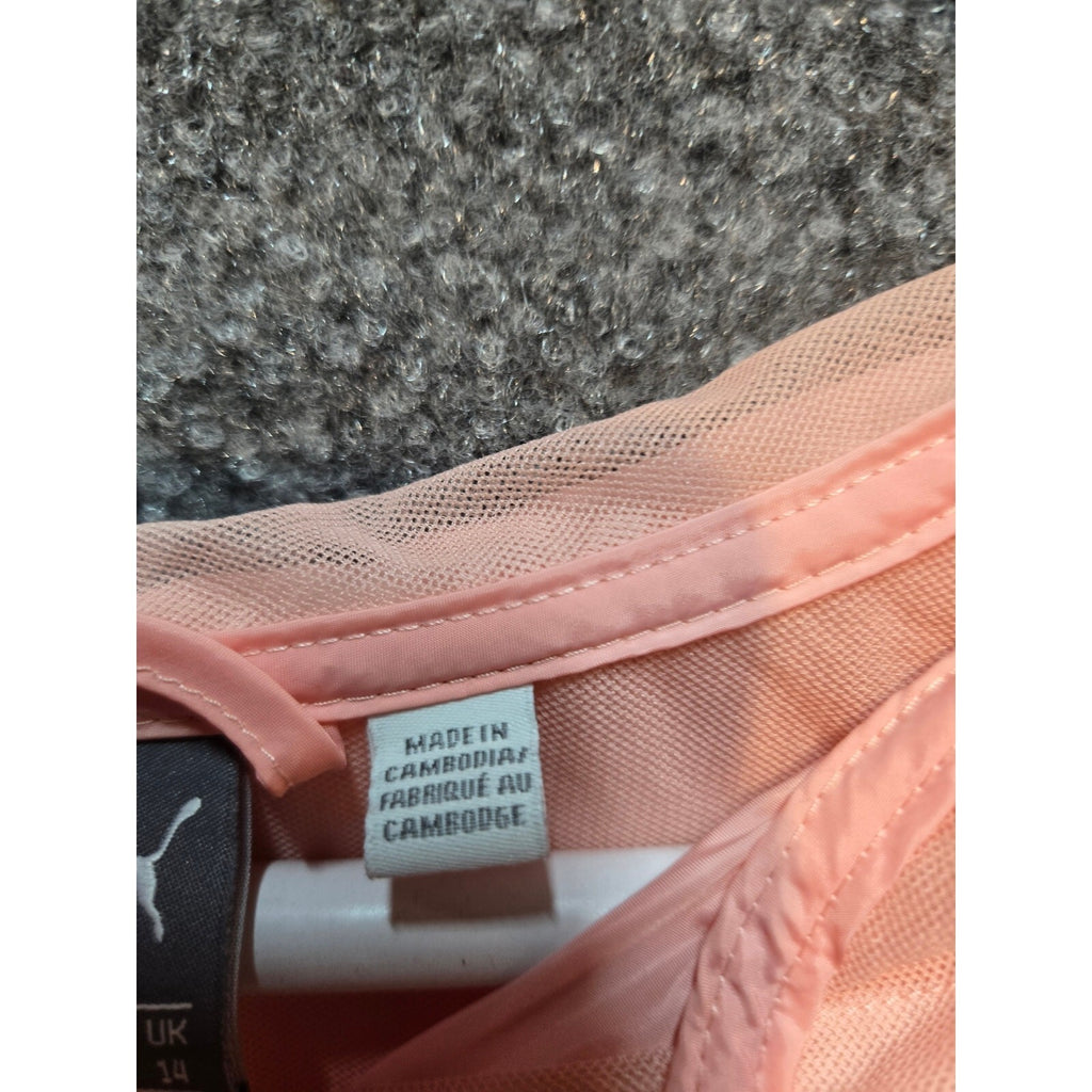 Puma Women's Lightweight Peach Coral Windbreaker Jacket with Hood, Size Large