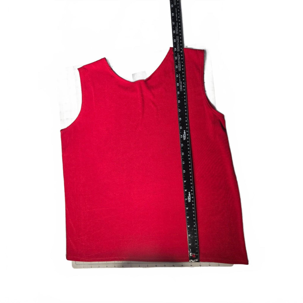 Jostar  Womens Red Tank Top Size L Xl Sleeveless Scoop Neck Flat Chest 21"