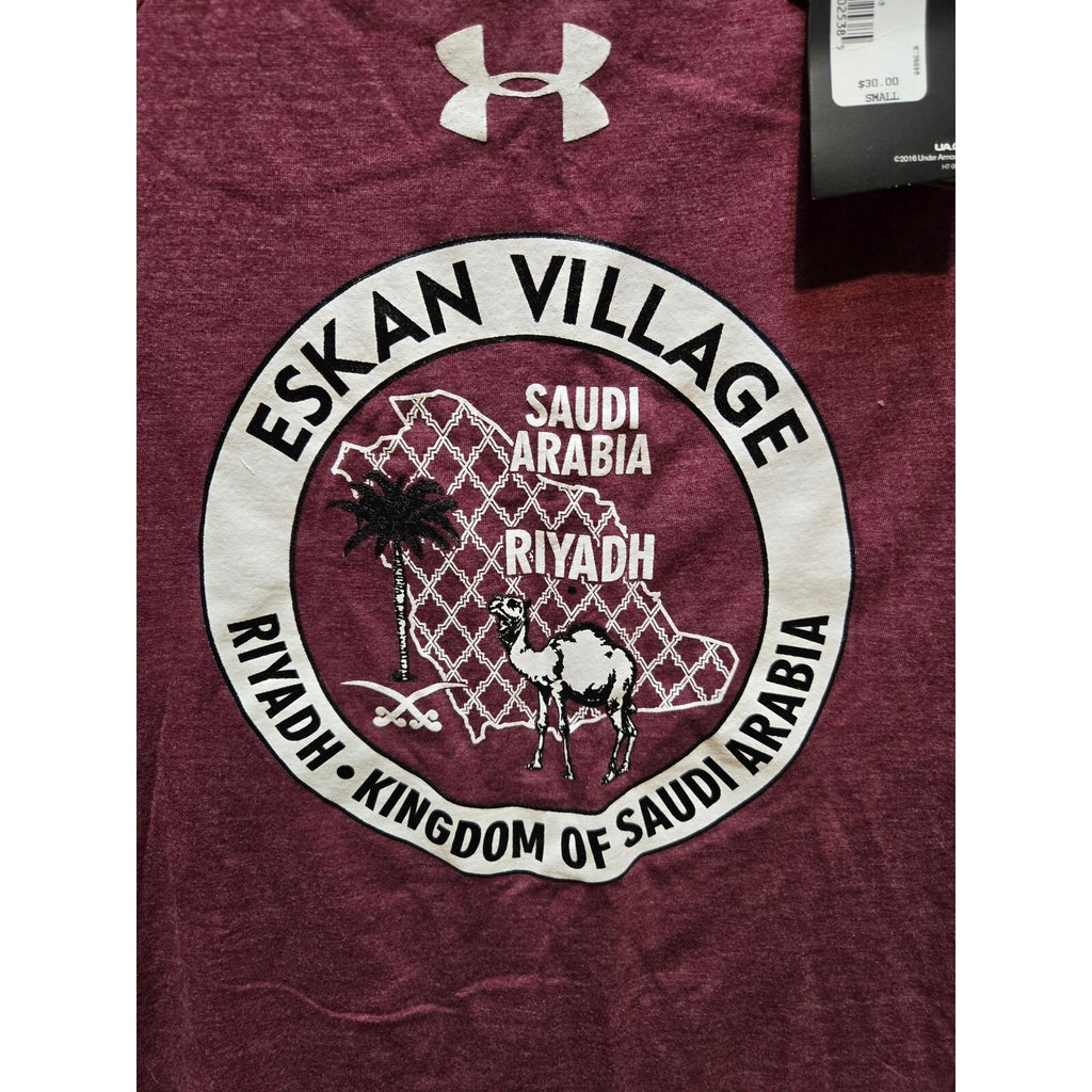 NWT Under Armour Eskan Village Riyadh Saudi Arabia Graphic T-Shirt Maroon Mens S