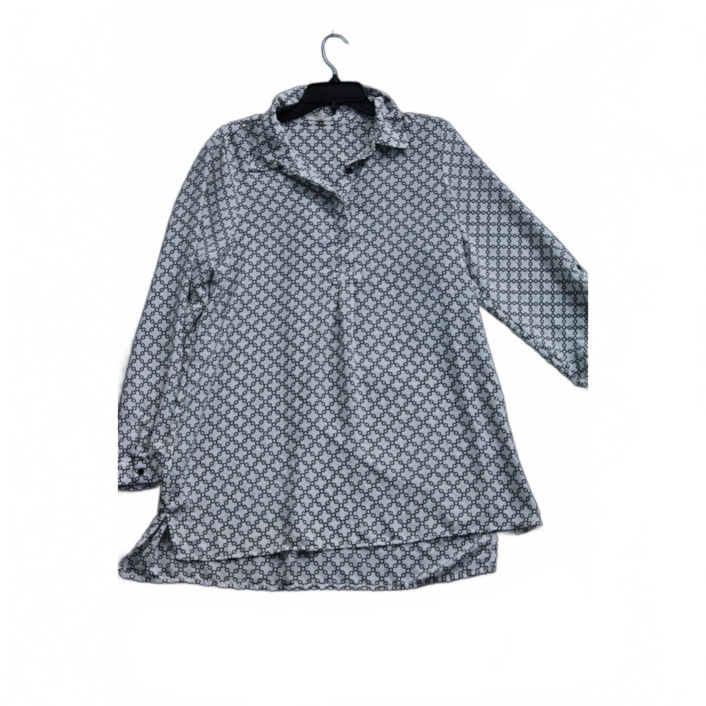 Pleione Women's Nordstrom Geometric Chain Link Print Roll Tab Long Sleeve Tunic