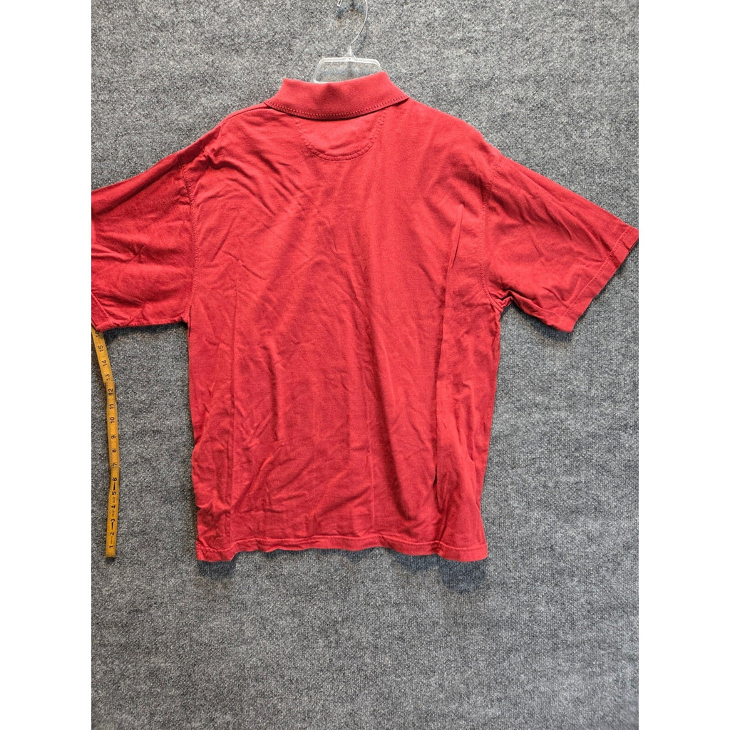 Greg Norman Shark Logo Red Geometric Pattern Mercerized Cotton Polo Shirt Men's