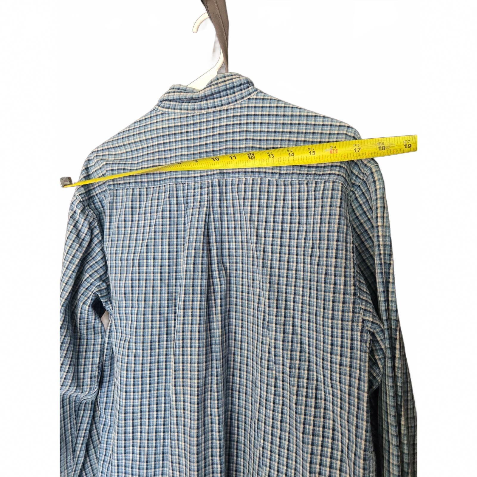 Trader Bay Men's Medium Blue Plaid Long Sleeve Button-Down Shirt 100% Cotton