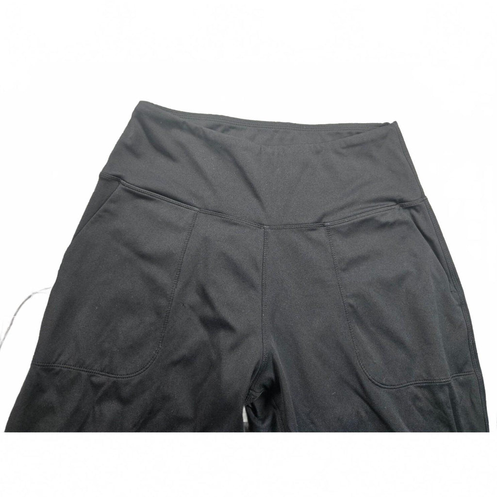 Athletic Leggings Black High Waisted 7/8 Length Crop Inseam 25" No Size Tag