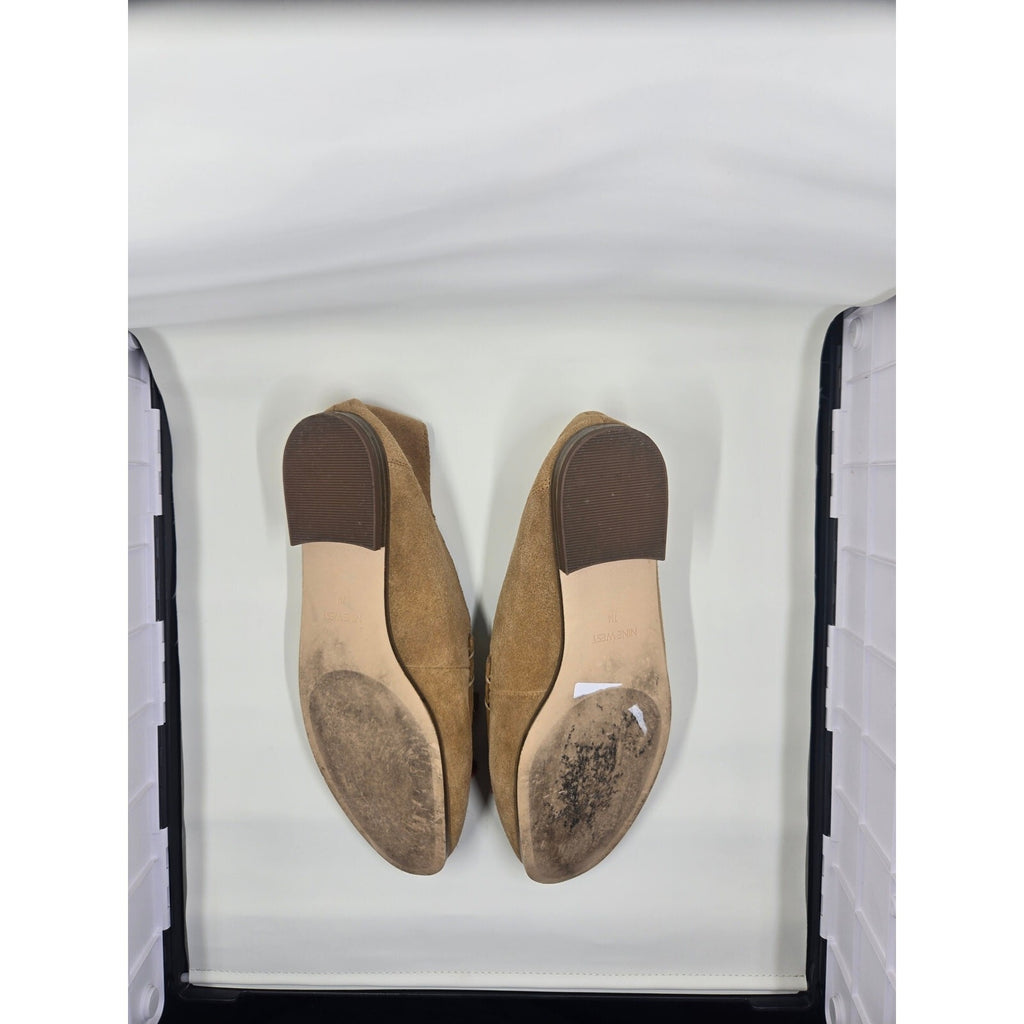 Nine West Suede Tassel Loafers- Tan/ Camel Flat Shoes With Multi-Color Tass S 7M